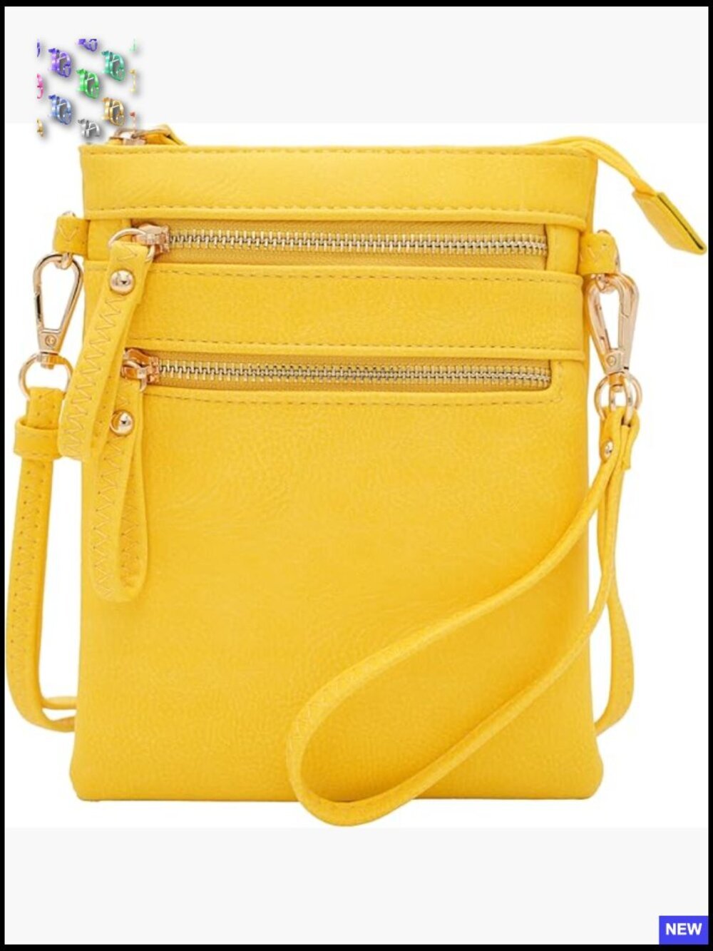 Small Crossbody Bag with Multiple Zip Pockets and Detachable Wristlet